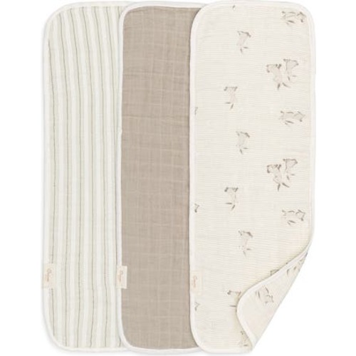3-Pack Assorted Organic Cotton Burp Cloths Set