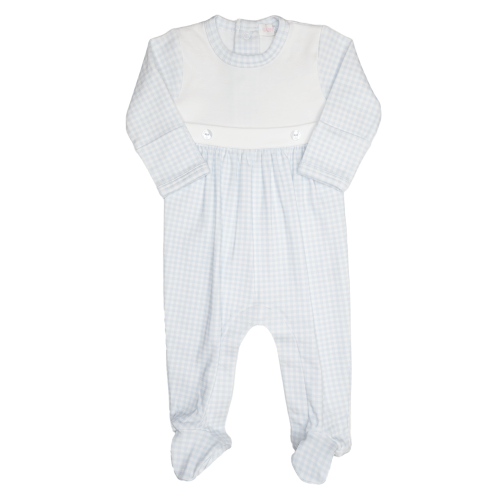 Baby Loren Blue Gingham Footie - Spoiled Sweet Boutique - Spoiled Sweet Boutique