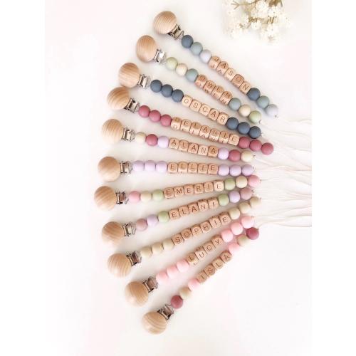 Personalized Pacifier Clip & Rattle Set | Pastel Baby Shower Gift