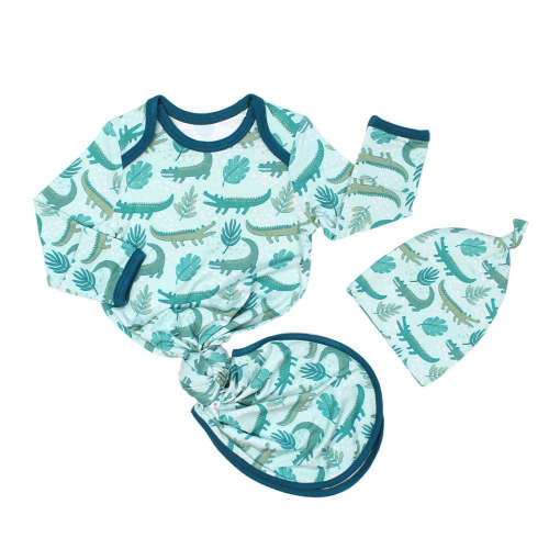 Later Gator Bamboo Gown and Hat Newborn Baby Gift Set