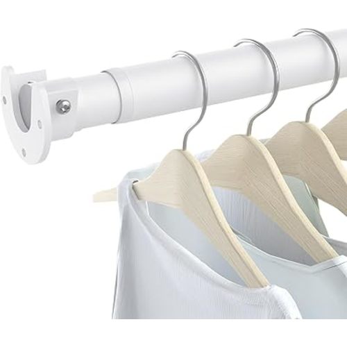 Closet Rods for Hanging Clothes, 17 to 39 Inch Stepless Adjustable Closet Rod, 1.3 Inch Diameter Metal Heavy Duty Closet Hanging Rod for Closet Wardrobes Laundry RV, Black