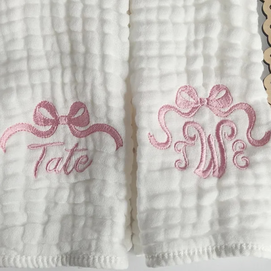 Andie & AST Monogram Embroidered Burp Cloth Set (2)