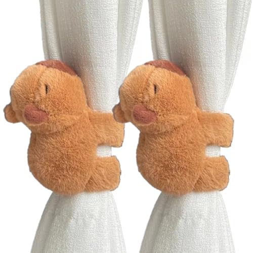 Cute Capybara Curtain Buckles Decorative Plush Curtain Holdbacks Window Decor for Living Room Bedroom (1 Pair)