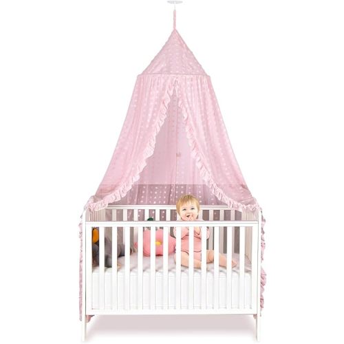 Bed Canopy for Girls - Princess Bed Canopy - Crib Canopy for Boys and Girls Bedroom Decor, Suitable for Use in Cribs Canopy Bed Curtains (Pink)