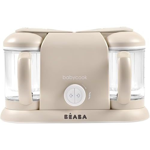 BEABA Babycook Duo 4 in 1 Baby Food Maker, Puree Steamer and Blender for Purees, Grinder with Auto Steam Cooking, Lrg 9.1 Cup Capacity, Makes 54 Servings in 20 Mins, Oat