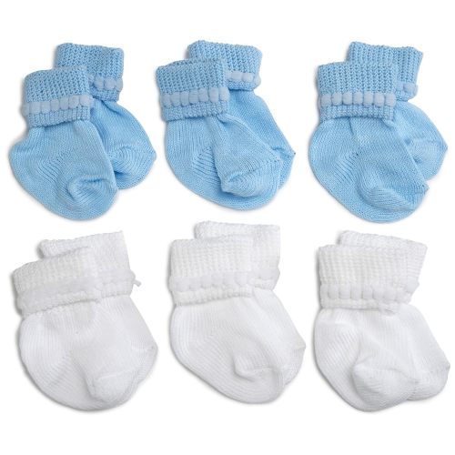 Jefferies Socks Baby Girls Boys Rock-A-Bye Bootie Socks 6 Pack, White/Blue, 0-9 Months
