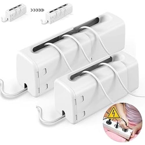 Improved Power Strip Cover Box(2 Pack) 丨Outlet Covers Baby Proofing丨Outlet Cover Box丨Adjustable Length Childproof Outlet Cover丨Preventing Toddlers from Touching Sockets丨Fits Most Sockets.