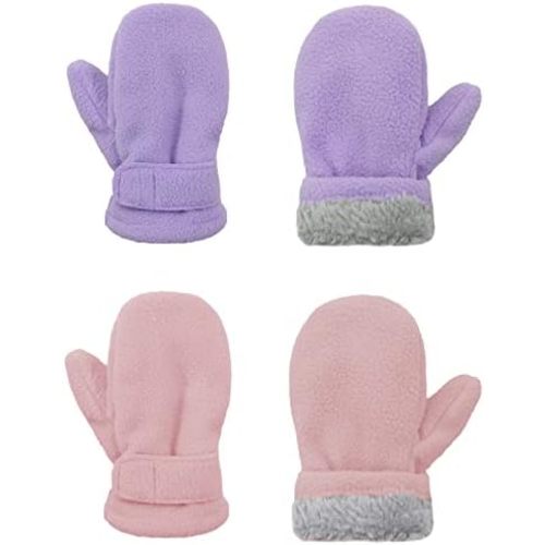 American Trends 2 Pairs Toddler Mittens Unisex Lined Fleece Gloves Winter Warm kids Mitten for Baby Boys and Girls