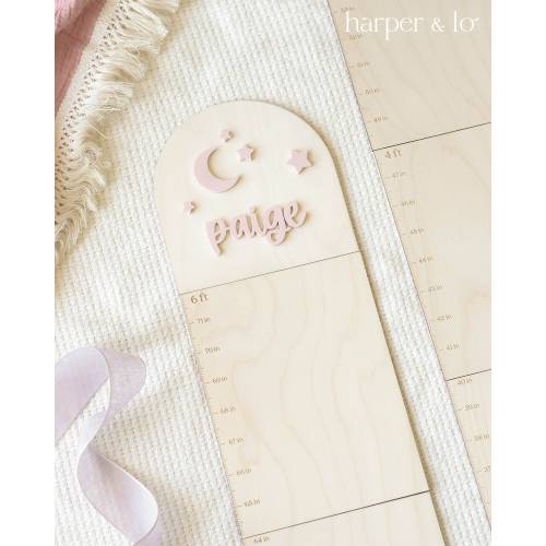 Personalized Wooden Growth Chart | Boho Moon and Stars | Growth Height Chart | Measuring Stick | Ruler | Growth Chart Ruler |Kids Room Decor