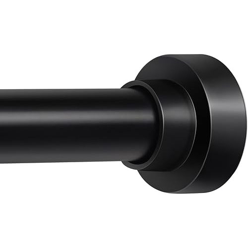 YNL Shower Curtain Rod 34-96 Inches(2.8-8ft), Adjustable Shower Rod No Drilling, Non-Slip, Never Rust, Stainless Steel, Suitable for Bathroom Window, Matte Black