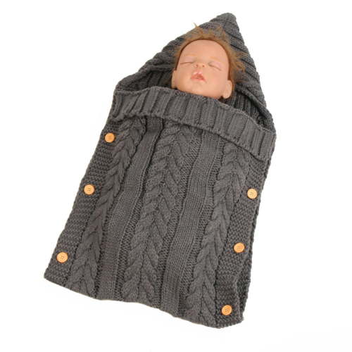 EUBUY Unisex Baby Warm Buttons Sleeping Bag Soft Wool Knitting Warm Sleeping Bag Baby Stroller Warm Pajamas Baby Accessories Deep Grey