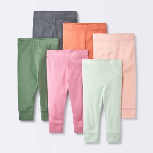 Baby 6pk Basic Pants - Cloud Island™ Coral Orange, Size: 0-3M