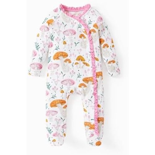 Baby Unisex Soft Rompers Long Sleeve Ruffle Button Clothes Newborn Boys Girls Footie Outfit