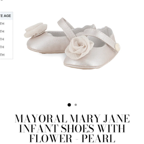 Mayoral Mary Jane Infant Shoes with Flower - Pearl
