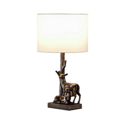 19.75" Capreolus Western Roe Deer Polyresin Table Lamp Bronze - Ore International: Forest Accent, Drum Shade