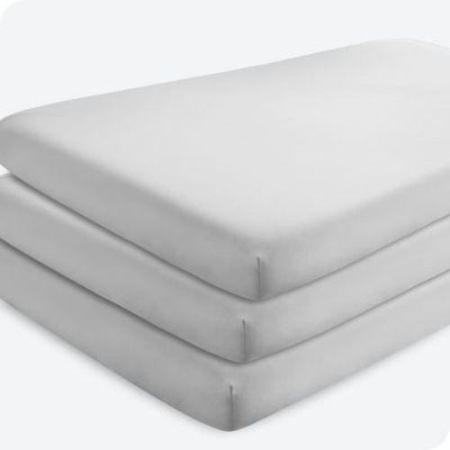 Fitted Crib Microfiber Sheet Cloud Grey 3 pk by Bare Home