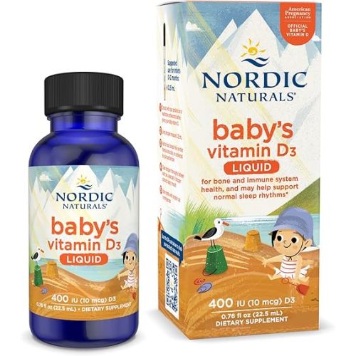 Nordic Naturals Baby’s Vitamin D3, Unflavored - 0.76 oz - 400 IU Vitamin D3 - Healthy Bones, Immune System Support, Normal Sleep Rhythms - Non-GMO, Certified Vegetarian - 90 Servings
