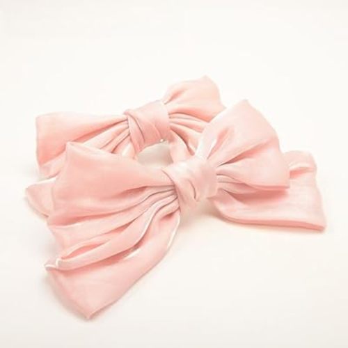 2 Pack Bow Curtain Tiebacks Clip Aesthetic Tie Backs for Curtains, Home Decor Living Room Curtain Decoration Clip, Light Pink