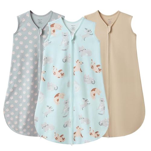 JELLYMONI Baby Sleep Sack 0-6 Months Wearable Blanket for Baby, 100% Cotton 2 Pack Infant Toddler Sleeping Sack Lightweight Soft 2-Way Zipper Sleepsack