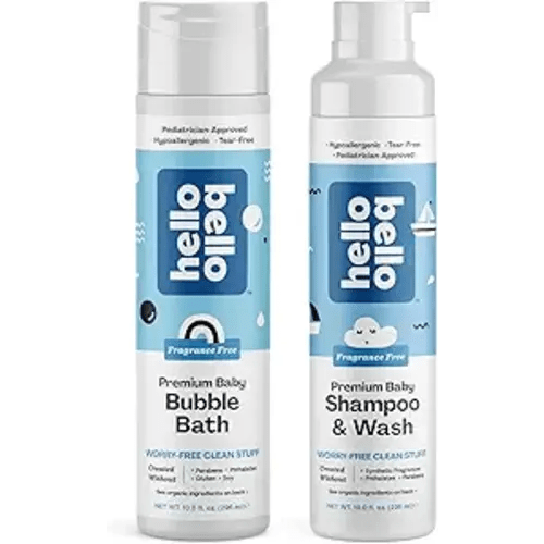 Hello Bello Baby Bubble Bath, Fragrance & Tear-free Shampoo & Body Wash, Gentle Hypoallergenic, pH-Balanced & Dermatologist-Tested, Vegan & Cruelty-Free, 10 fl oz Each - Fragrance Free - 10 Fl Oz (Pack of 2)