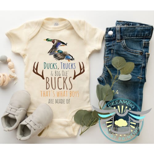 Hunting Shirt, Ducks, Trucks & Big Ole' Bucks Onesie® Deer Hunting Onesie® Duck Hunting Onesie® Country Boy, Outdoor, Little Boys Onesie®