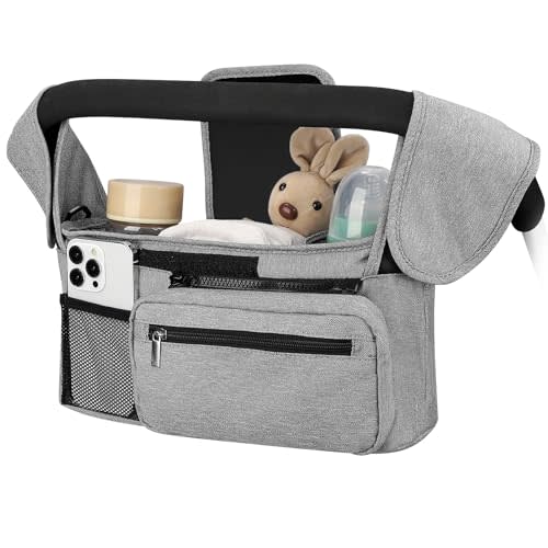 Accmor Universal Stroller Organizer with Insulated Cup Holder | Detachable Phone Bag and Shoulder Strap, Stroller Bag Caddy for Uppababy, Baby Jogger, Britax Strollers