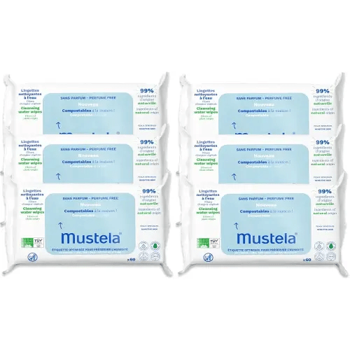 Mustela Baby Home Compostable Cleansing Wipes - For Face, Body & Diaper Area