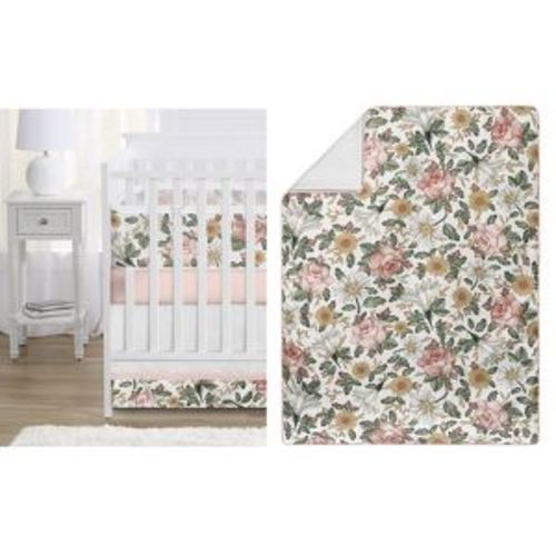 Sweet Jojo Designs Crib Bedding + BreathableBaby Breathable Mesh Liner Girl Vintage Floral Pink Green and Yellow : Target