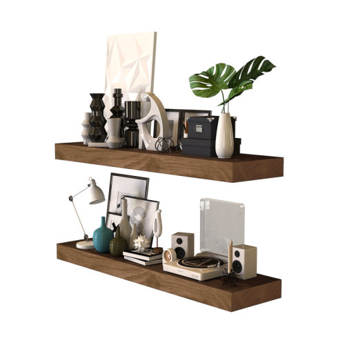 Loon Peak® Chalissa 2 Piece Solid Wood Floating Shelf Set With Invisible Wall Mount Brackets & Reviews | Wayfair