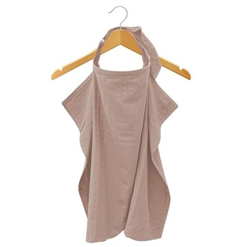 MOZAH Organic Cotton Muslin Nursing Cover, Baby Breastfeeding Essential, Breathable Mother Nursing Apron, Multi-use Carseat Canopy, Warm Taupe
