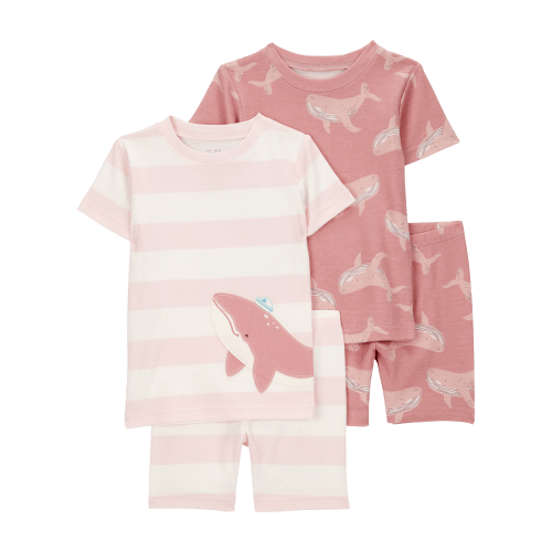 Toddler Whale Striped Snug Fit Cotton 4-Piece Pajamas - Carter's | Carter's