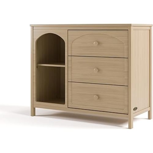 Graco Olivia 3 Drawer Combo Dresser (Driftwood) – GREENGUARD Gold Certified Baby Dresser, Kids Bedroom Storage Organizer, Interlocking Drawer System, Anti-Tip Kit Included