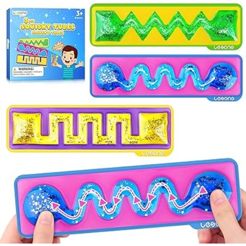 Squishy Toys Sensory Fidget Toys for Kids: Sensory Toys for Autism ADHD - Sensory Fidget Toys Filled with Colorful Goo - Autism Calming Tools 3 Pack in Classroom Office Travel