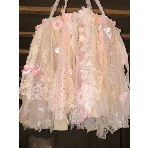 Shabby Chic Baby Mobile, baby nursery Mobile, Pink and white lace baby Mobile, It&#39;s a girl gift, Nursery gift, Free shipping