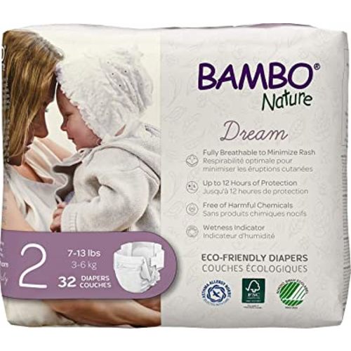 Bambo Nature Premium Baby Diapers - French/English Packaging, Size 2, 32 Count