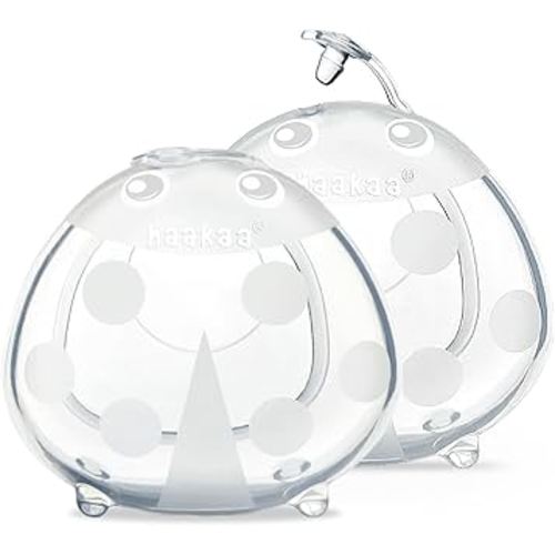 haakaa Ladybug Milk Collector 1.4oz/40ml 2pcs - Wearable Nursing Cups | Soft Breast Shells | Breastmilk Saver |Portable Letdown Catcher for Pumping On The Go Breastfeeding Moms, Protects Sore Nipples
