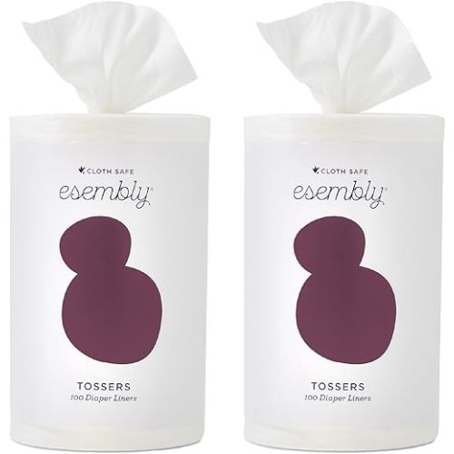 Esembly Tossers, Cloth Diaper Disposable Viscose derived from bamboo Liner, Fragrance-Free and Chlorine-Free, One Size, 2- Liners (2-Pack)