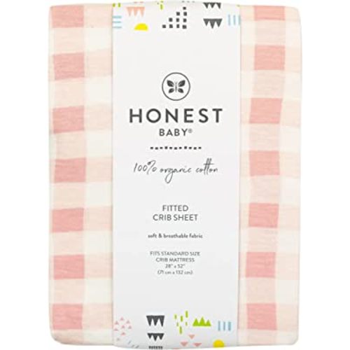 HonestBaby Unisex-Baby Fitted Crib Sheets Set Standard Mattress, 100% Organic Cotton Baby Boys, Girls, Neutral, 1 Pack - Tutu Cute, One Size