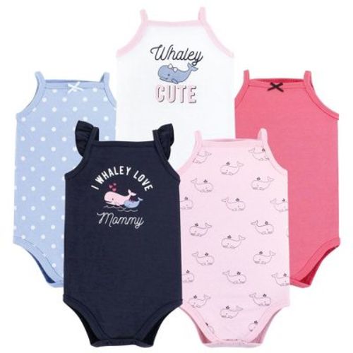 Hudson Baby Infant Girl Cotton Sleeveless Bodysuits, Whaley Cute Girl, 0-3 Months