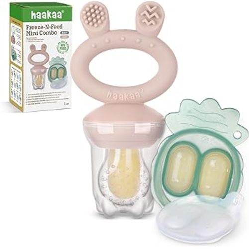 Haakaa Baby Fruit Food Feeder & Mini Freezer Nibble Tray Combo, Breastmilk Popsicle Molds for Baby Cooling Relief, BPA Free Silicone Feeder for Safe Infant Self Feeding, 4 Month+(Pea Green) : Amazon.com.au: Baby