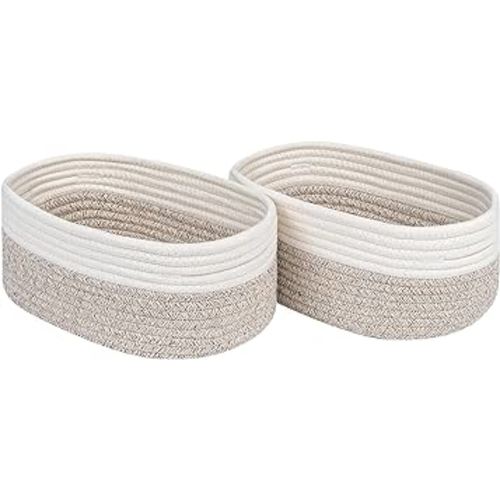 CubesLand Baskets for Shelves Storage,Cube Shelf Closet Storage Bins Set 2,Long-lasting &Skin-friendly Toy Basket Bin,Stylish Room Decor Basket,Woven Off White/Light Brown