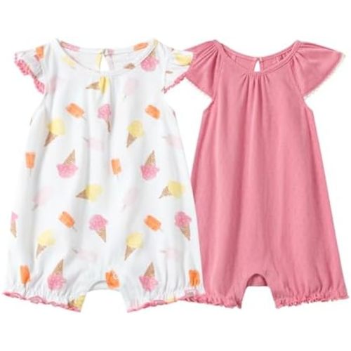 2-Pack Baby Girl Clothes Newborn Girl Outfits Baby Girl Gifts Toddler Summer Clothes Bodysuits Set