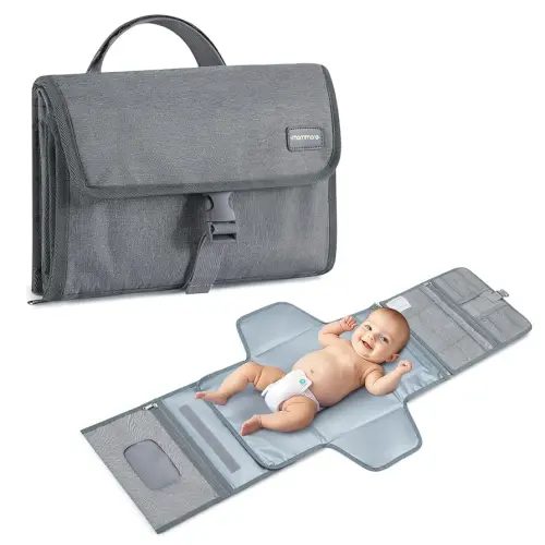mommore Portable Changing Pad for Newborn Expandable Diaper Changing Pad with Wipes Pockets Water Resistance Baby Changing Pad for Travel, Shopping, Shower Gifts