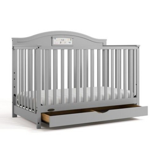 Graco Story Customizable 5-in-1 Convertible Crib with Drawer Pebble Gray