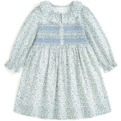 Curipeer Baby Girls Long Sleeve Flora Toddler Girls Cotton Casual Outfit Dress 12M-8Y