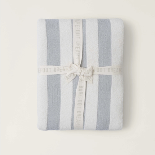 CozyChic® Cotton Classic Stripe Throw - moonwater and cream