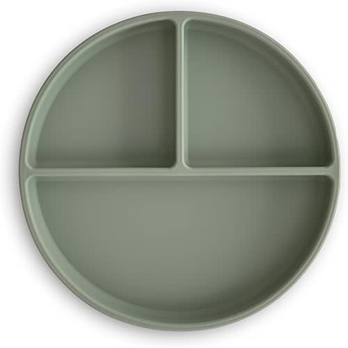 mushie Silicone Suction Plate | BPA-Free Non-Slip Design (Dried Thyme)