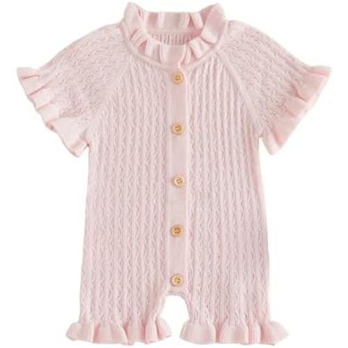 Baby Girl Knit Ruffle Romper Cute Outfit Short Sleeve Toddler Frilly Jumpsuit 0 3 6 9 12 18 Month Summer Clothes
