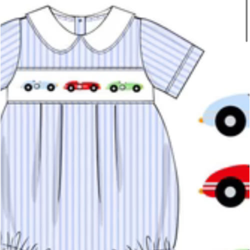 Smocked Vintage Race Car Bubble