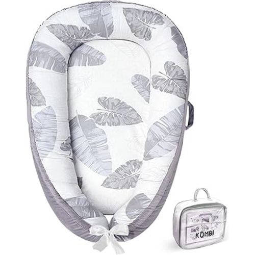 Baby Lounger for Newborn 0–24 Months, Baby Pillow & Baby Nest Lounger, Organic Cotton Breathable Infant Pillow, Portable Baby Nest for Home & Travel (Grey)